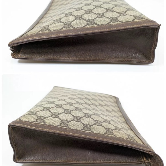 #4 Gucci Vintage Clutch Bag Brown GG PVC Supreme USED (NO CODE) COA INCLUDED - Picture 6 of 14